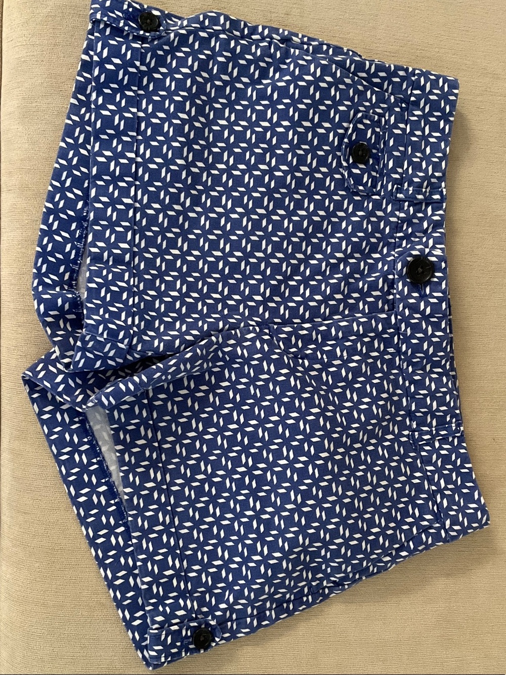Banana Republic Factory Blue and White Printed Women's Bermuda Shorts